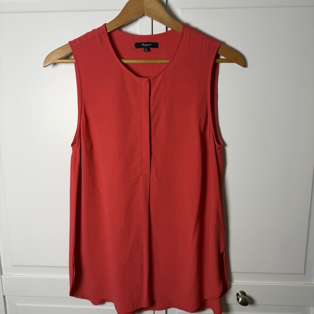 Madewell Women's Novella Sleeveless Blouse Tank Top Coral Flowy Preppy Small